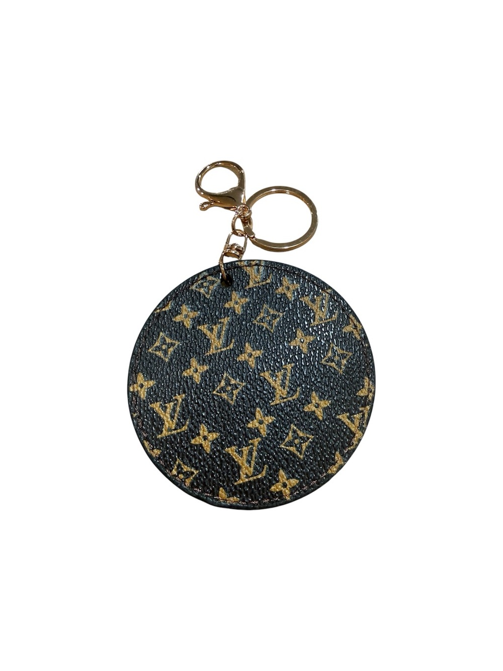 Fashion Monogram Round Key Holder with Yellow and Pink Flower (One Keychain) - Picture 4 of 4